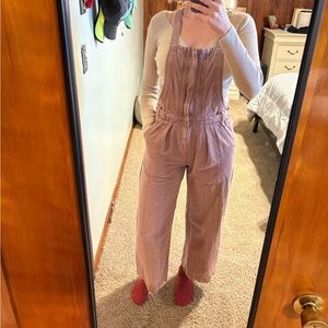 Free People Maude Pink Denim Overalls